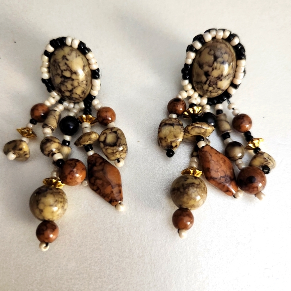 Chipita by Joan Eagle,Vintage Semi-precious Gemstones, Chrystal &Metals Earrings